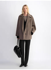 "Fleeting Memories" cashmere sheep wool retro loose bat sleeve short wool coat