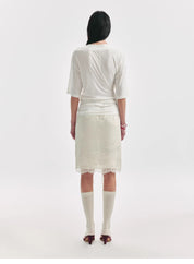 "Lingering Soft Light" Paneled Irregular Lace Straight-Cut Split Skirt