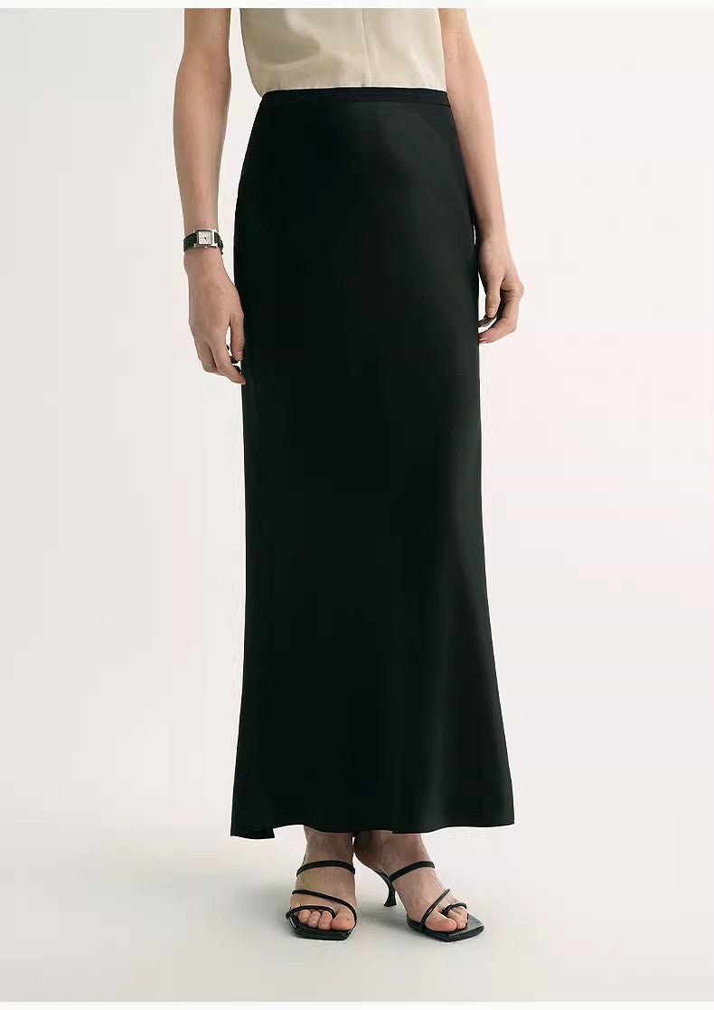 "Extremely luxurious" American EASTMAN acetate glossy bias-cut elegant slim fishtail skirt