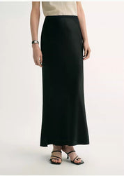 "Extremely luxurious" American EASTMAN acetate glossy bias-cut elegant slim fishtail skirt