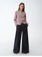 "Street Style" Vintage Handmade Lycra Stretch Jeans Wide Leg Loose Trousers Women Spring