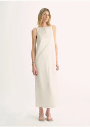 "Corridor Stride" skin-friendly and delicate imported acetate wool slimming hollow neckline A-line dress