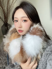 Fox fur scarf autumn and winter thickened warm pullover neck scarf