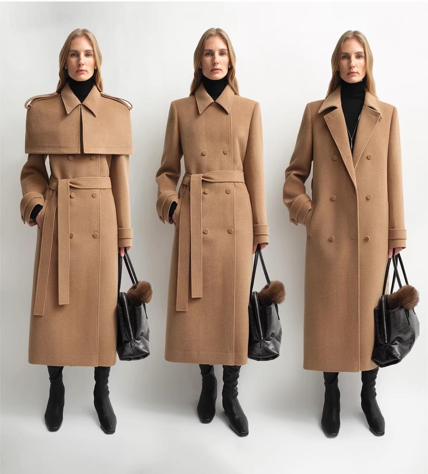 “3 Looks in One Coat” Firelady Fur Women's Alpaca Wool Coat with Detachable Cape "Elegant Silhouette" - variant_title