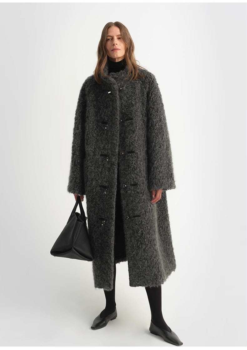 "Parisian Affair"Circle Long Fur Toggle Coat for Women