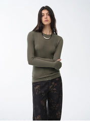 "Minimalist Moment" Simple Casual Lyocell Tencel Wool Blend Long Sleeve Bottoming Shirt Early Spring Top