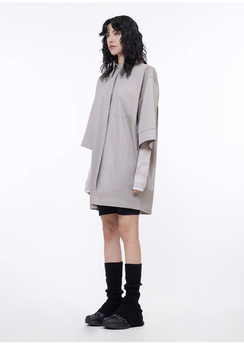 Workplace Siren Style College Style Silhouette Splicing Fashion Design Pullover Shirt