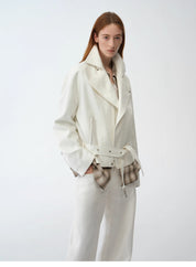 "Modern Past" practical personality linen draped trapezoidal jacket