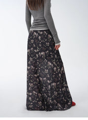 "Gallery Dusse" Vintage Print Straight Draped Skirt