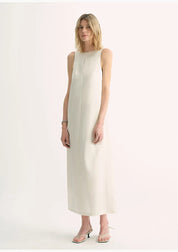 "Corridor Stride" skin-friendly and delicate imported acetate wool slimming hollow neckline A-line dress