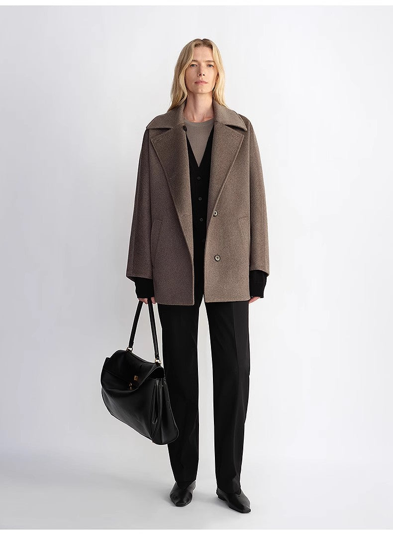 "Fleeting Memories" cashmere sheep wool retro loose bat sleeve short wool coat