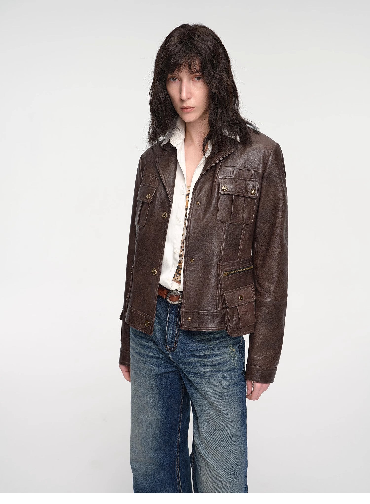 "Phantom of the Floating Palace" imported oil wax sheepskin waist leather jacket from New Zealand