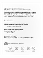 Firelady Fur Women's down fur parka Coyote and Raccoon Fur Collar-“The long night is coming”