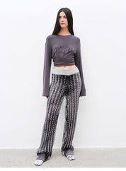 "Winter Date" fashionable slim silhouette permeation printing and dyeing process loose knitted straight pants