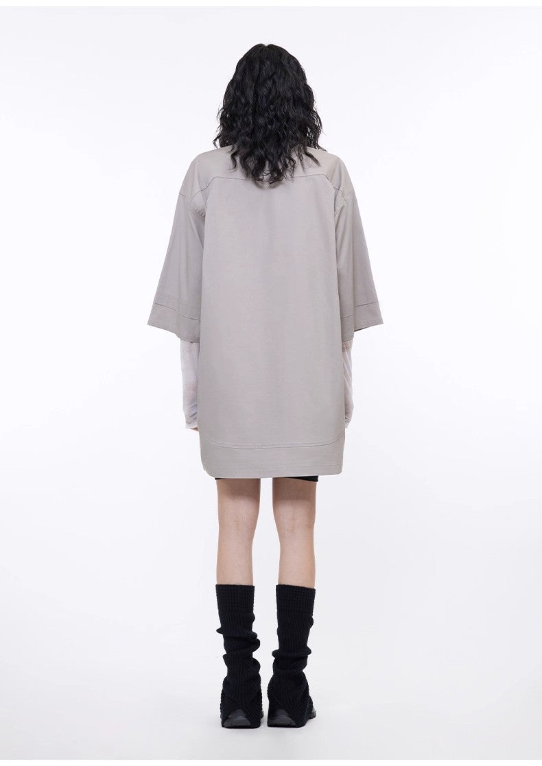 Workplace Siren Style College Style Silhouette Splicing Fashion Design Pullover Shirt