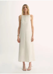 "Corridor Stride" skin-friendly and delicate imported acetate wool slimming hollow neckline A-line dress