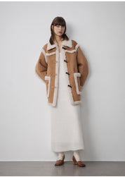 "Western Sunset"Winter New Wool Toggle Faux Shearling Fur Coat for Women