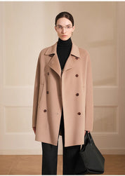 "Desert Rose"Australian imported wool double-breasted high-end woolen coat for small women