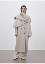 "Assassin's Creed" removable scarf collar, woolen coat for women, autumn and winter coat