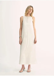 "Corridor Stride" skin-friendly and delicate imported acetate wool slimming hollow neckline A-line dress