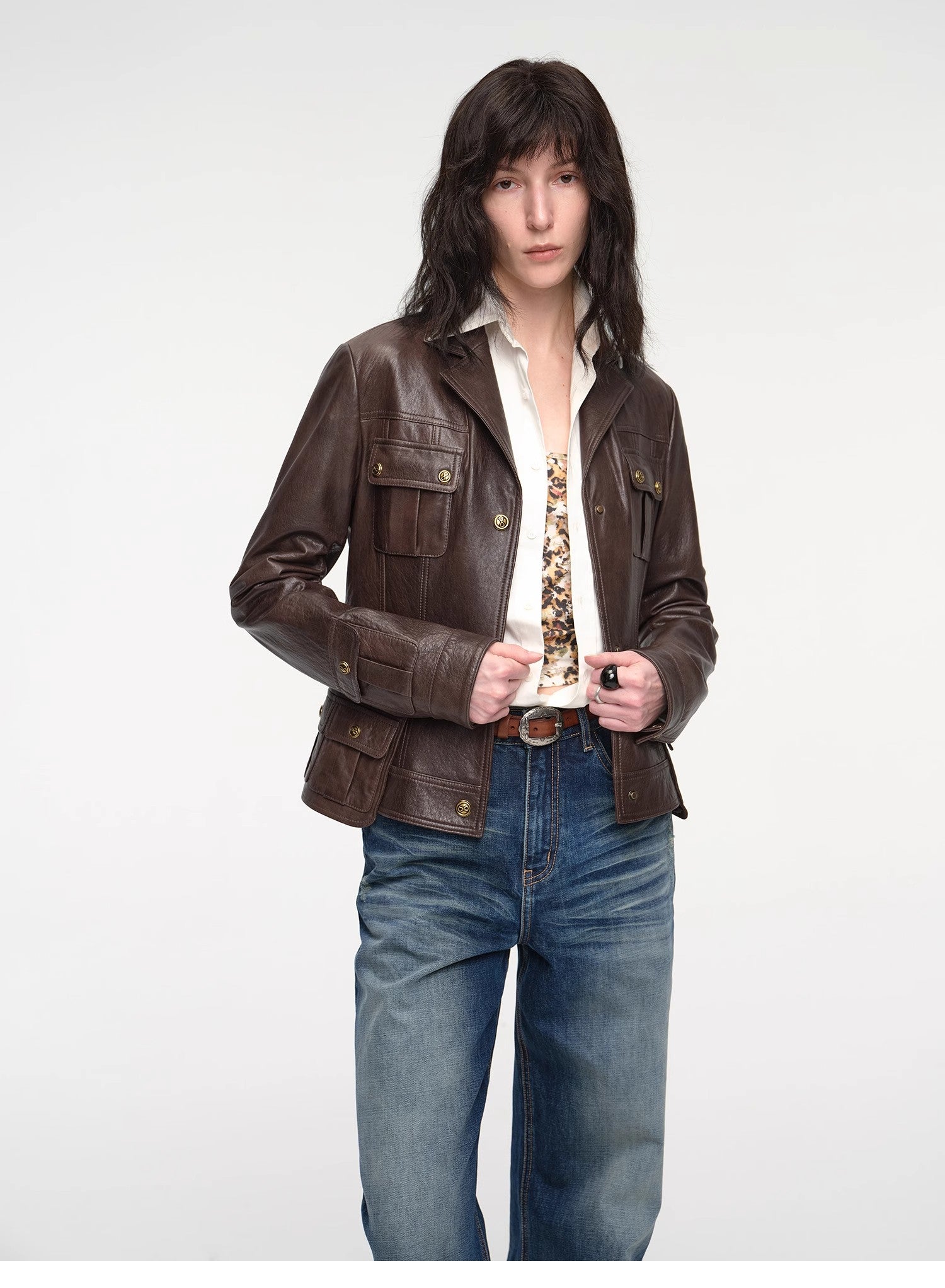 "Phantom of the Floating Palace" imported oil wax sheepskin waist leather jacket from New Zealand