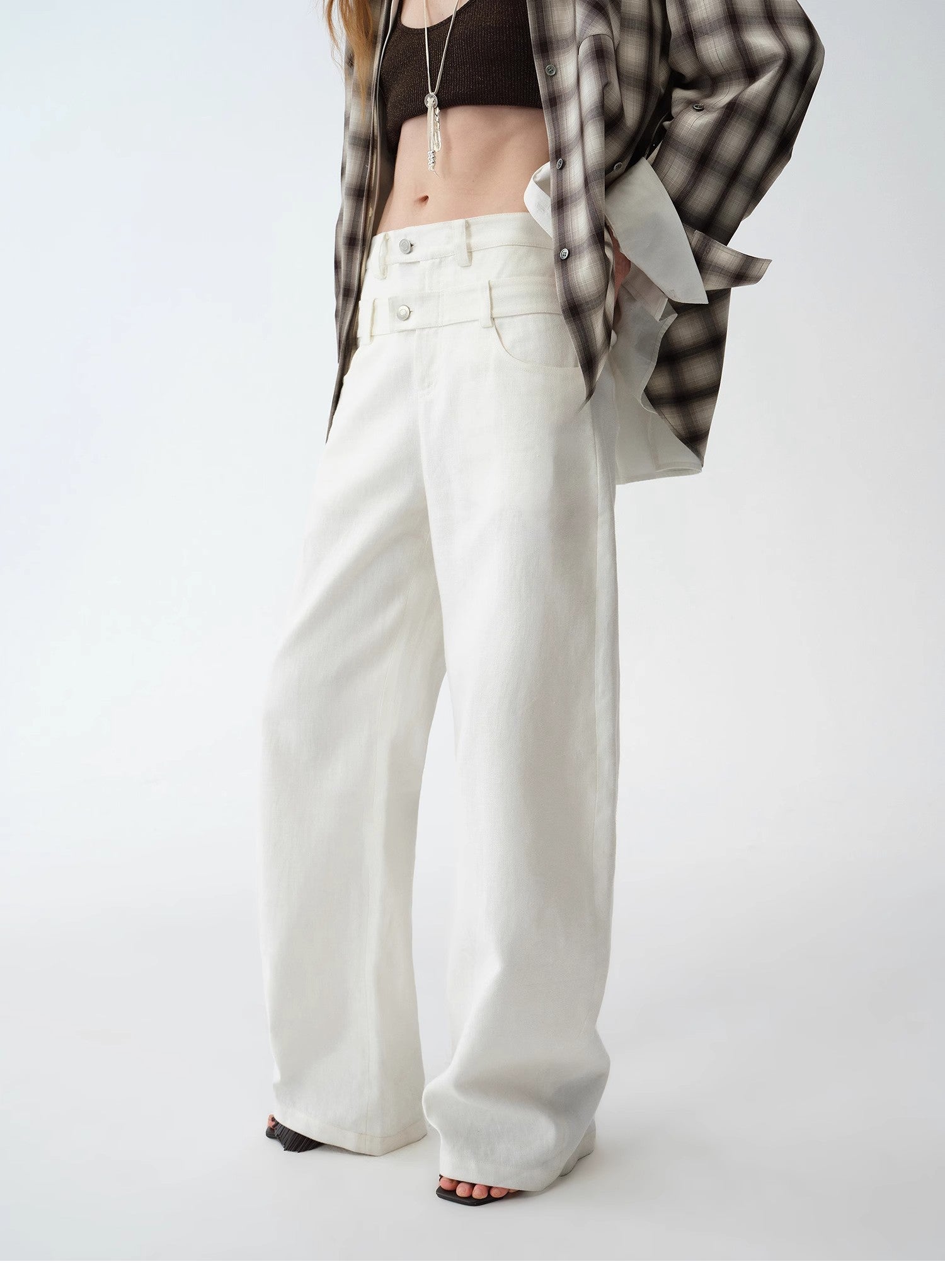 "Weiss Love Letter" Old Money Style Linen Cut Scimitar Pants