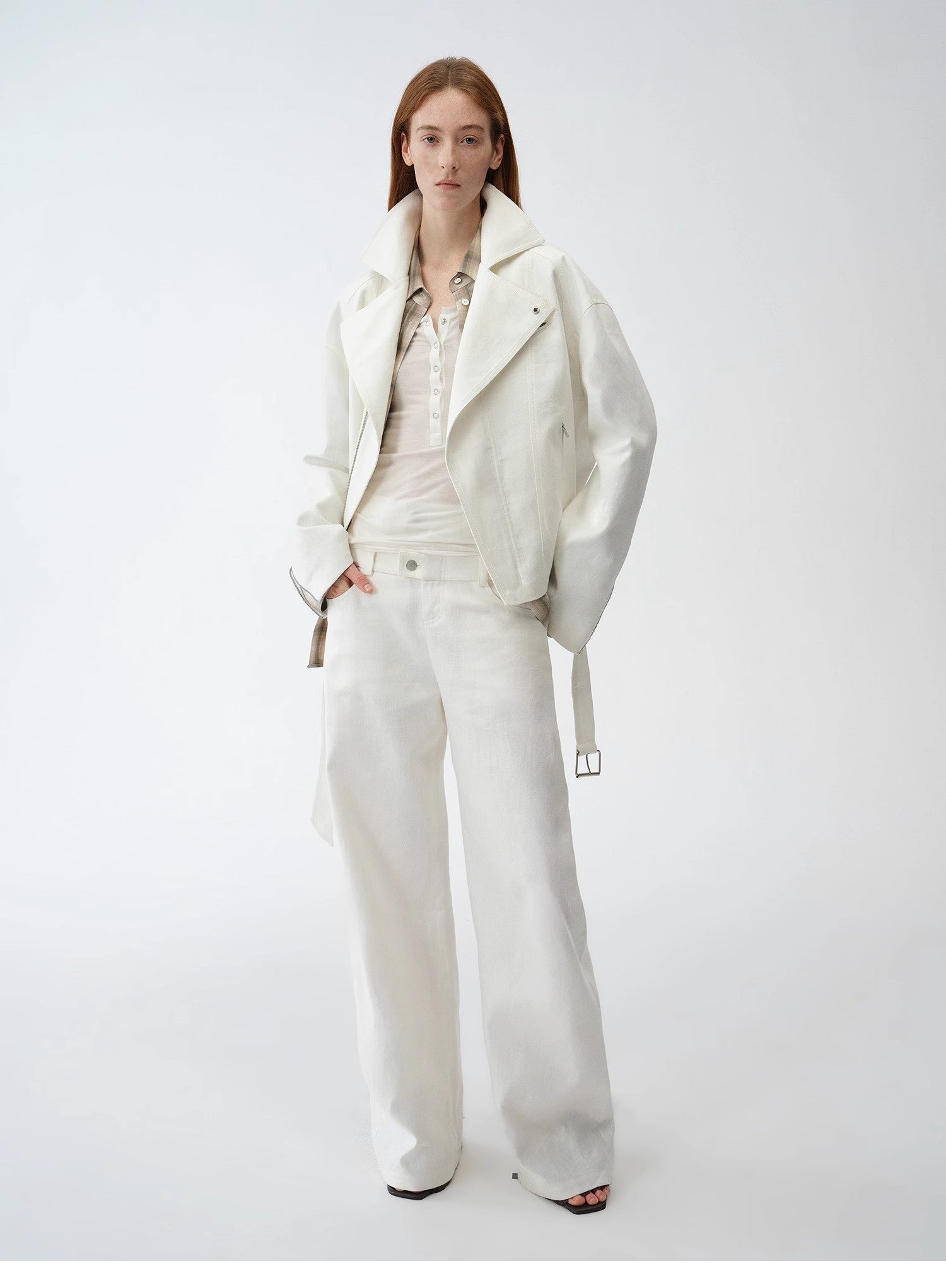 "Modern Past" practical personality linen draped trapezoidal jacket