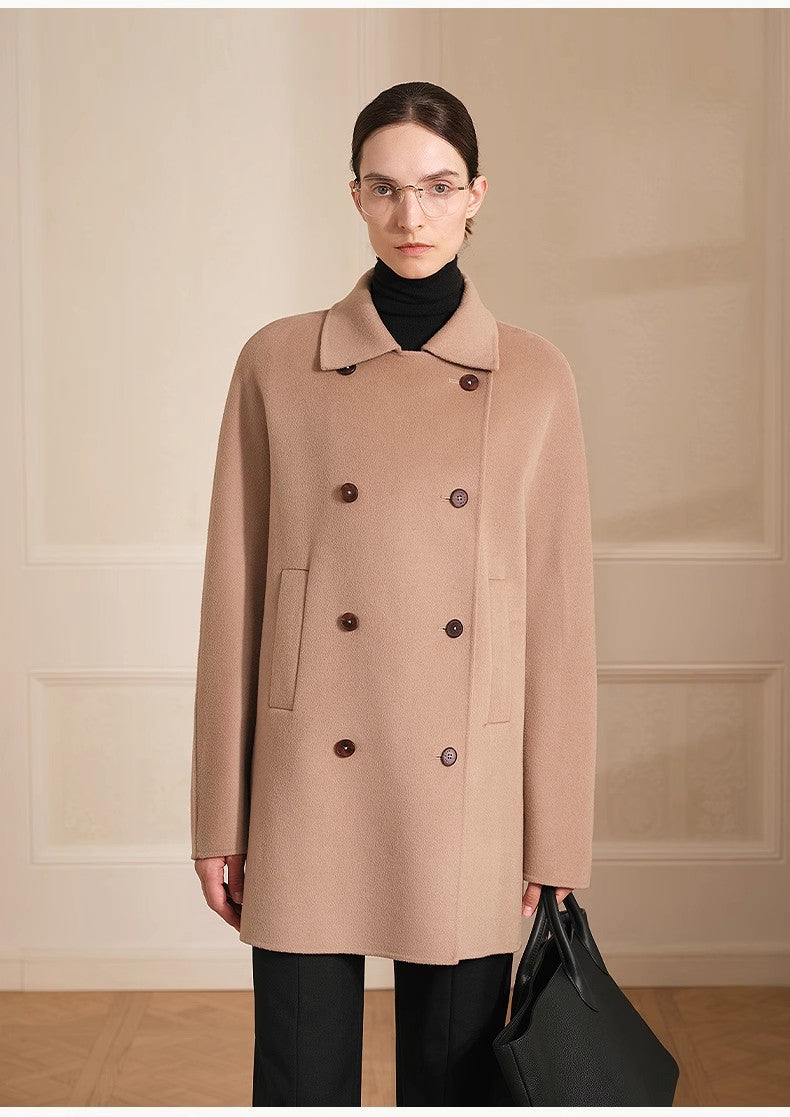 "Desert Rose"Australian imported wool double-breasted high-end woolen coat for small women