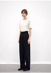 Wool Blend High-Waisted Slimming Suit Pants for Women