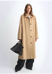 "Dream of Champs Elysees" riveted lapel wool coat women's autumn and winter coat