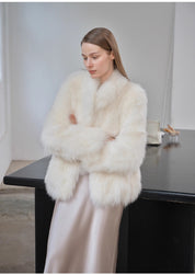 "Long Nocturne" imported fox fur retro short coat for women