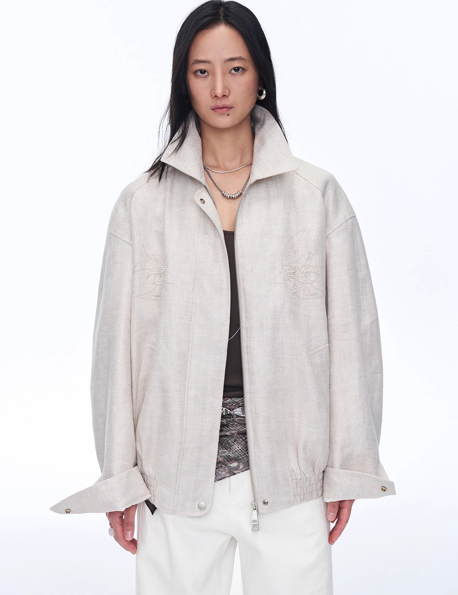 Retro ethnic style beaded embroidery linen loose straight version jacket spring"Comfort Zone"