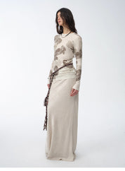 "Light and breezy" retro bias-cut linen blended straight fishtail maxi skirt