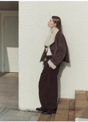 "Pure Era" imported high-quality lamb contrast color fruit collar short wool fur coat