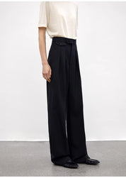 Wool Blend High-Waisted Slimming Suit Pants for Women