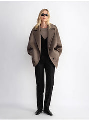 "Fleeting Memories" cashmere sheep wool retro loose bat sleeve short wool coat