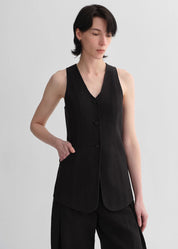 Mulberry silk linen V-neck vest summer suit for women