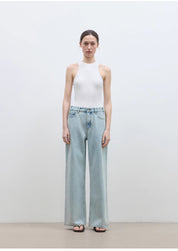 "Mint Flavor" High Waist Wide Leg Loose Washed Jeans Women