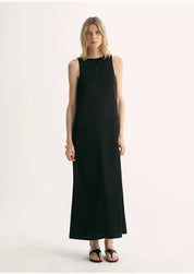 "Corridor Stride" skin-friendly and delicate imported acetate wool slimming hollow neckline A-line dress