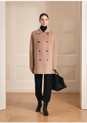 "Desert Rose"Australian imported wool double-breasted high-end woolen coat for small women