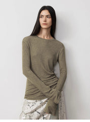 Lyocell wool stretch comfortable breathable fit minimalist solid color long-sleeved T-shirt
