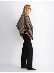 "Fleeting Memories" cashmere sheep wool retro loose bat sleeve short wool coat