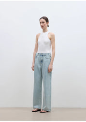 "Mint Flavor" High Waist Wide Leg Loose Washed Jeans Women