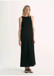 "Corridor Stride" skin-friendly and delicate imported acetate wool slimming hollow neckline A-line dress