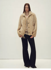 Imported velvet stand-up lapel hand-woven mink fur coat "Hokkaido Dreamweaver"