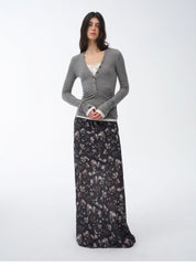 "Gallery Dusse" Vintage Print Straight Draped Skirt