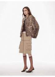 "Leopard Print Guide" Stylish and Classic Round Neck Leopard Print Rabbit Fur Jacket