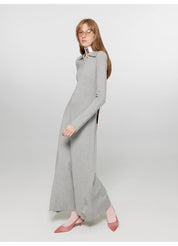 "Spring Muse" Merino Wool / Exquisite Polo Collar Waist-cinching Knit A-line Dress for Women