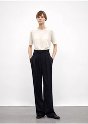 Wool Blend High-Waisted Slimming Suit Pants for Women