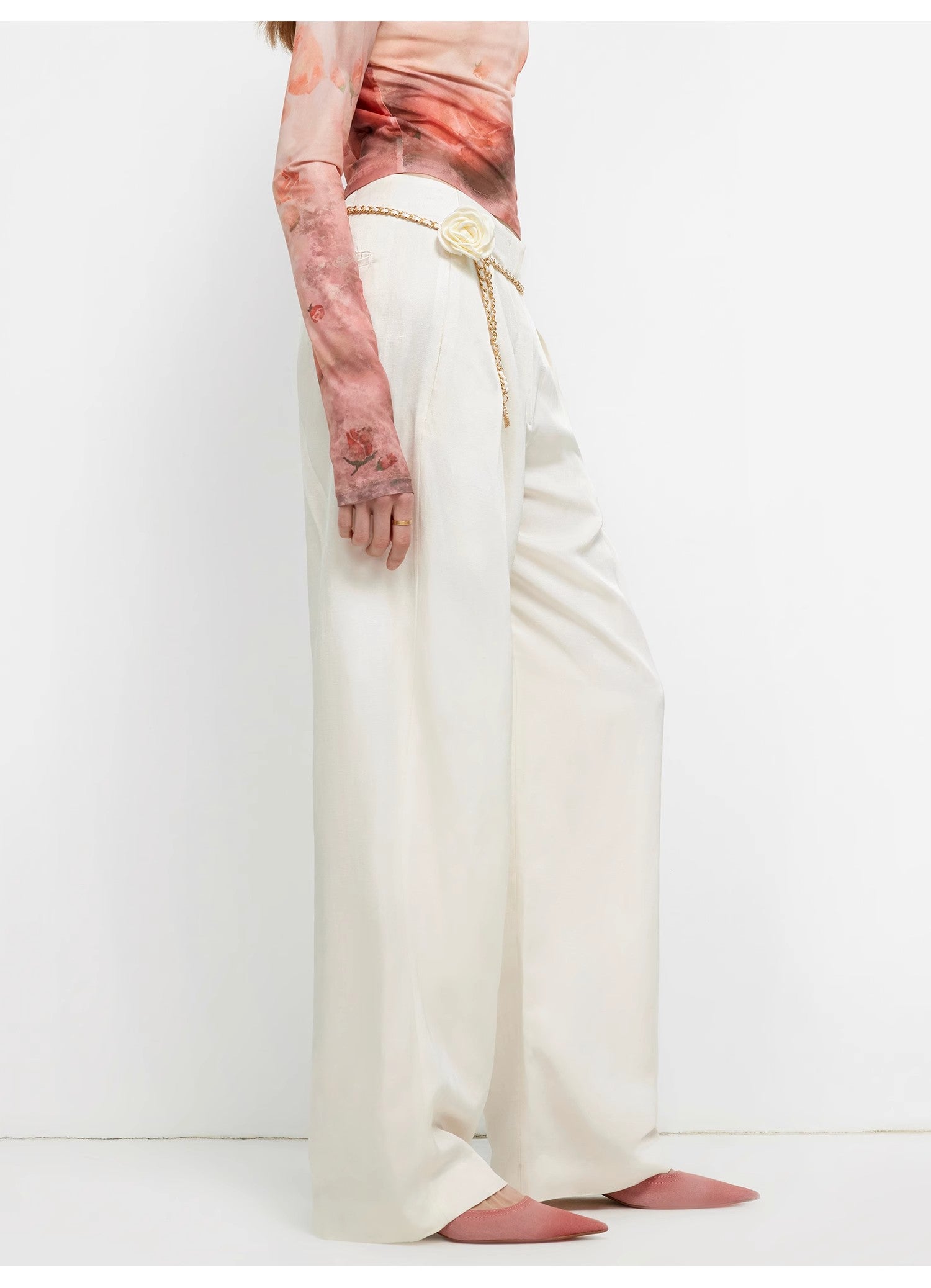 "Relaxed Old Money" Acetate Linen Old Money-Inspired Draped Mid-Waist Single-Pleat Straight-Leg Wide-Leg Casual Pants